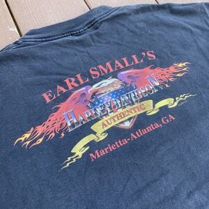Vintage Harley Davidson Tee Shirt XL Black Faded Atlanta Georgia y2k flames USA